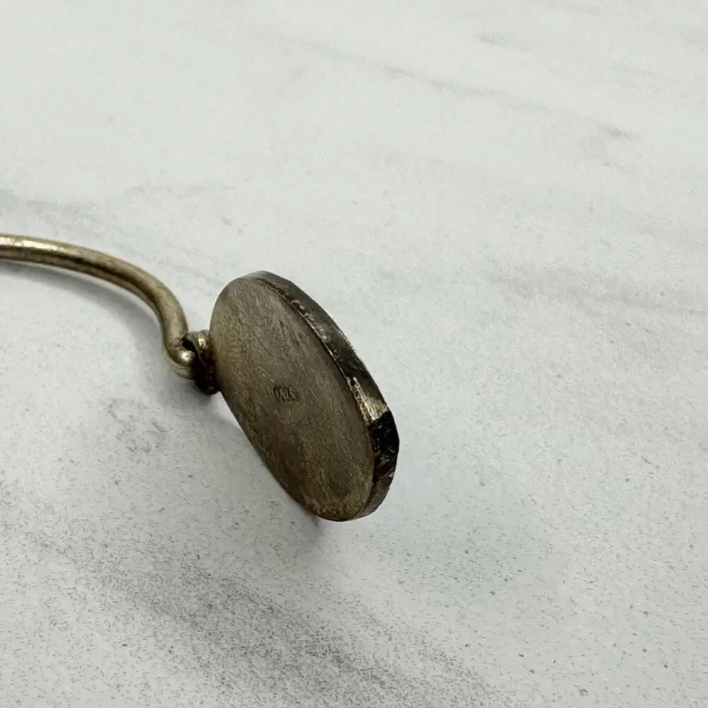 Vintage Mexico Blue MOP Flower Inlay Eye Pendant Silver Tone Child Bangle ✨